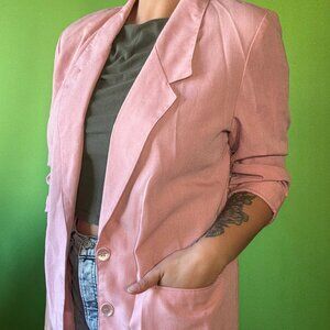 Casual not lined blush light baby dusty pink blazer suit jacket / Large